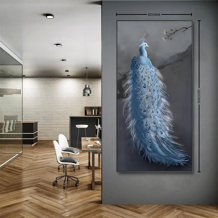 Mystic Azure Peacock - Elegant Avian Wall Art