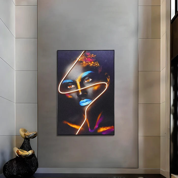 Neon Glow Portrait Wall Art