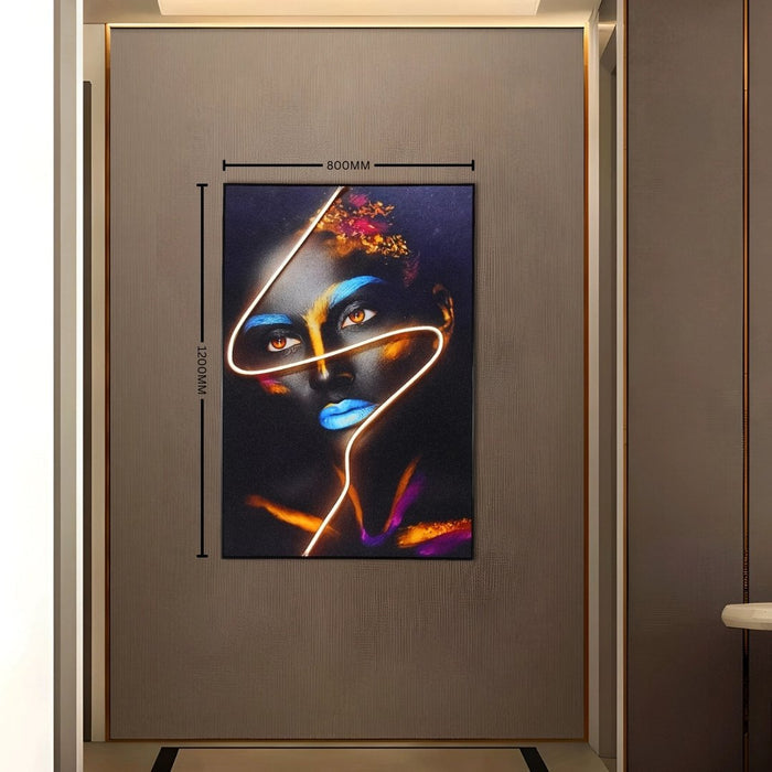 Neon Glow Portrait Wall Art