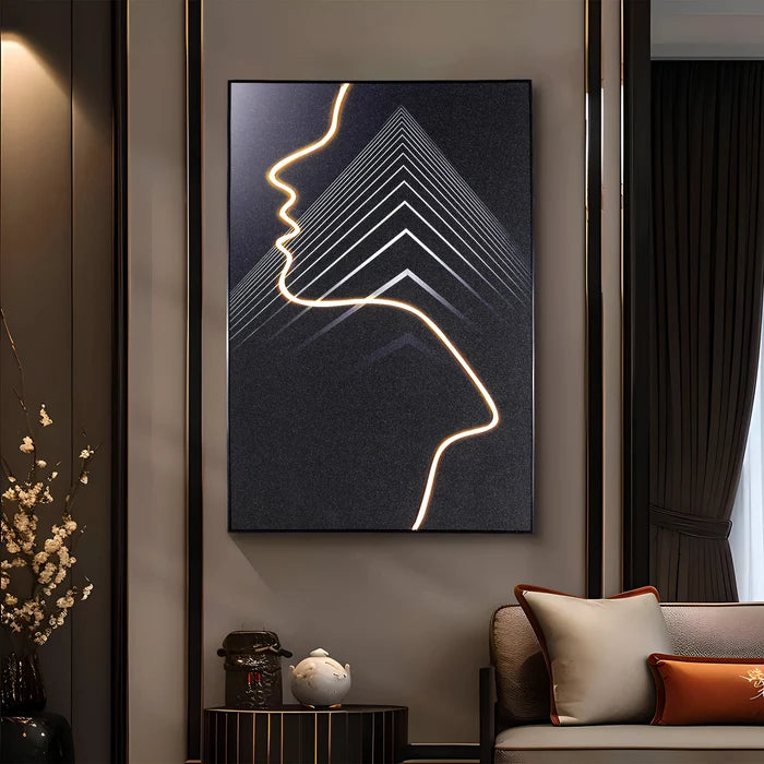 Neon Mirage Geometric Face Wall Art