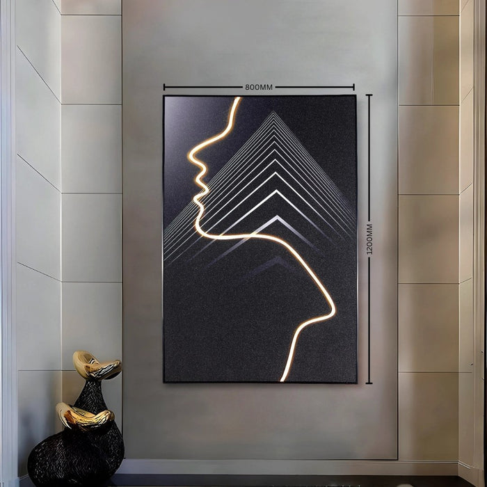 Neon Mirage Geometric Face Wall Art