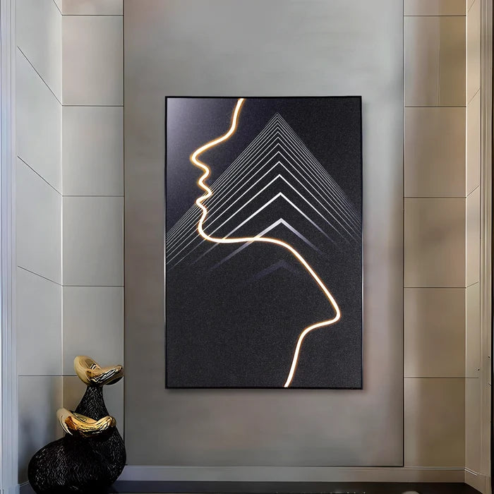 Neon Mirage Geometric Face Wall Art
