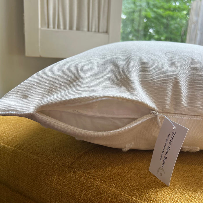 Neutral Winter Deer Embroidered Pillow Cover
