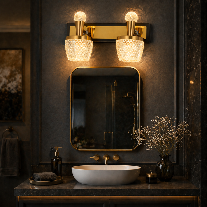 Noor Double Crystal Wall Light