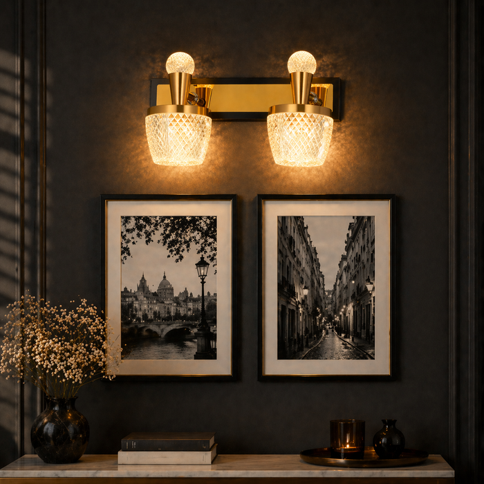 Noor Double Crystal Wall Light