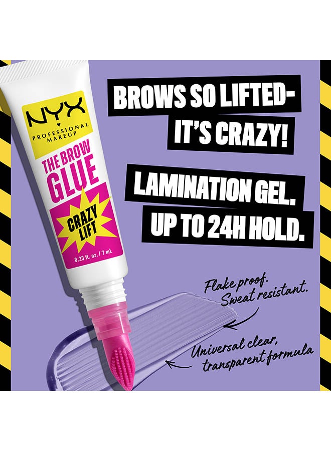 NYX PROFESSIONAL MAKEUP The Brow Glue Crazy Lift, Brow Lamination Gel, 24H Strong Hold, Built-In Styling Comb