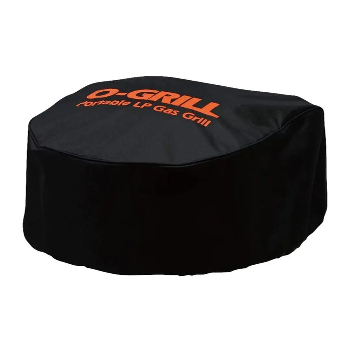 Black cover for a portable O-Grill gas grill with 'O-Grill' branding on a white background
