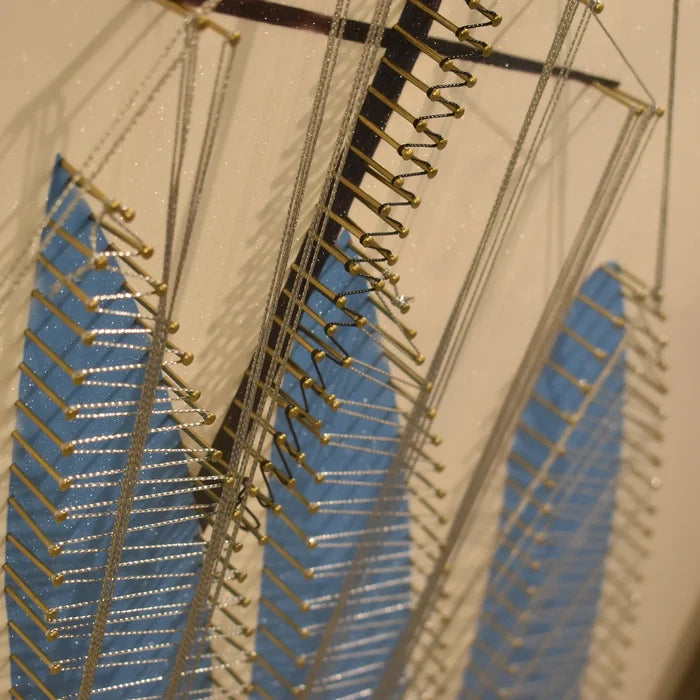 Ocean-Inspired Blue Sailboat Wall Art