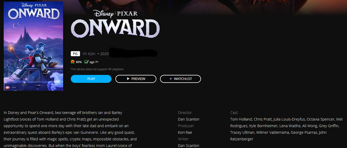 Onward HD Digital Code (Redeems in Movies Anywhere; HDX Vudu & HD iTunes & HD Google TV Transfer From Movies Anywhere)
