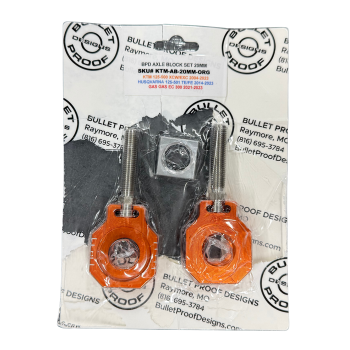 *OPEN BOX* BULLET PROOF DESIGNS 20MM AXLE BLOCK SET | ORANGE