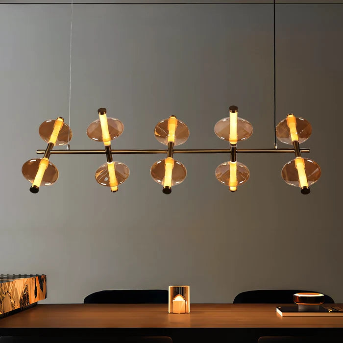 Orbit Gleam - Amber Glass Horizontal Chandelier
