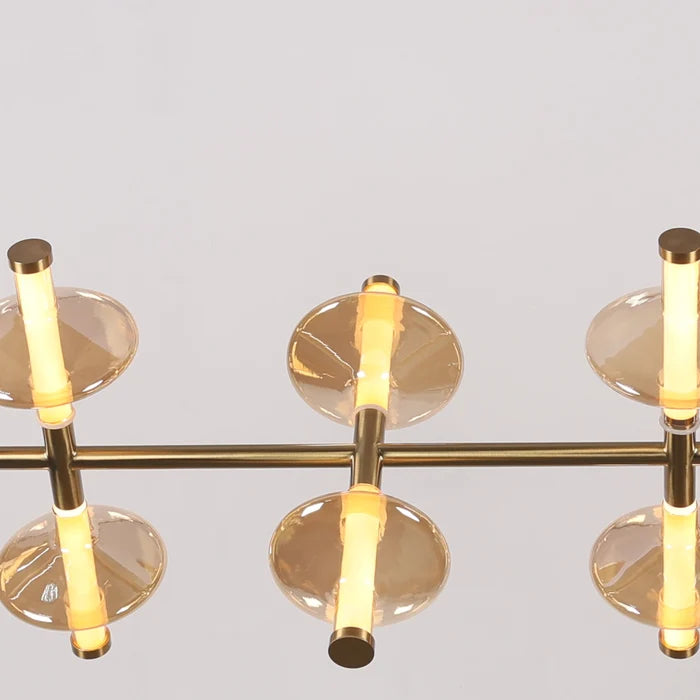 Orbit Gleam - Amber Glass Horizontal Chandelier