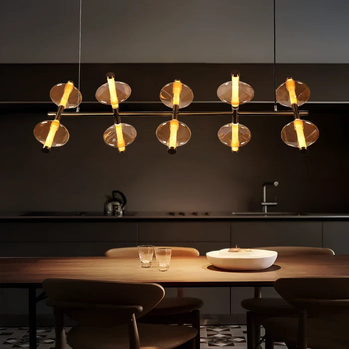 Orbit Gleam - Amber Glass Horizontal Chandelier