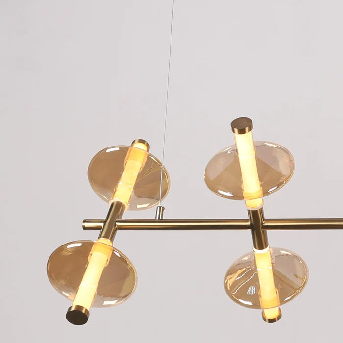 Orbit Gleam - Amber Glass Horizontal Chandelier