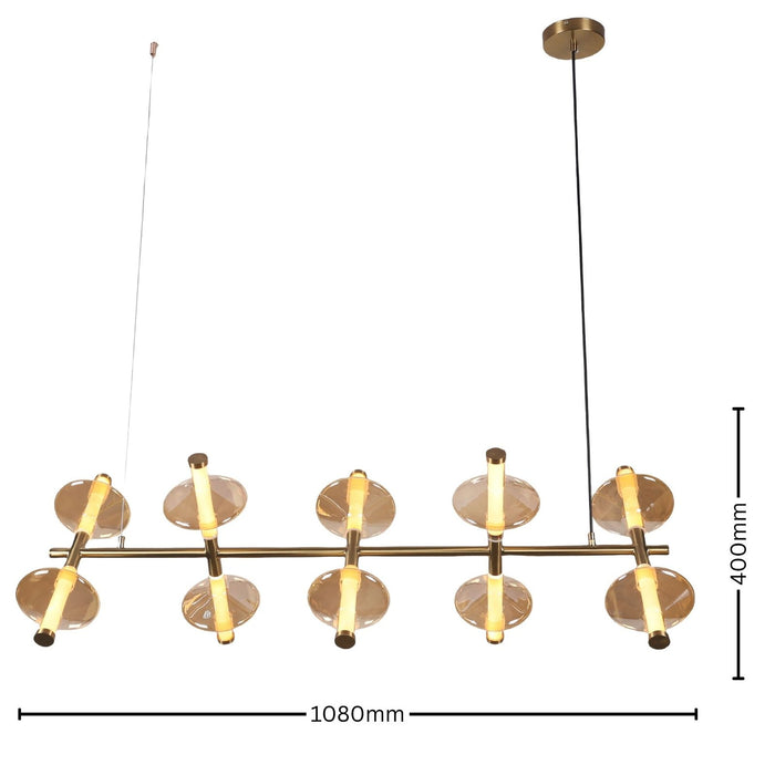 Orbit Gleam - Amber Glass Horizontal Chandelier