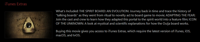 Ouija iTunes HD Digital Code (2014) (Redeems in iTunes; HDX Vudu & HD Google TV Transfer Across Movies Anywhere)