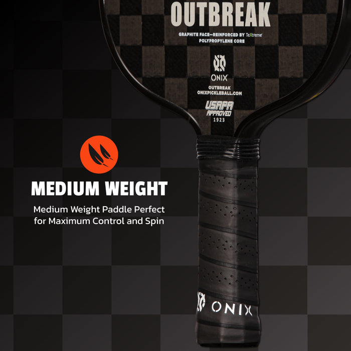 Onix Outbreak pickleball paddle on a checkered background