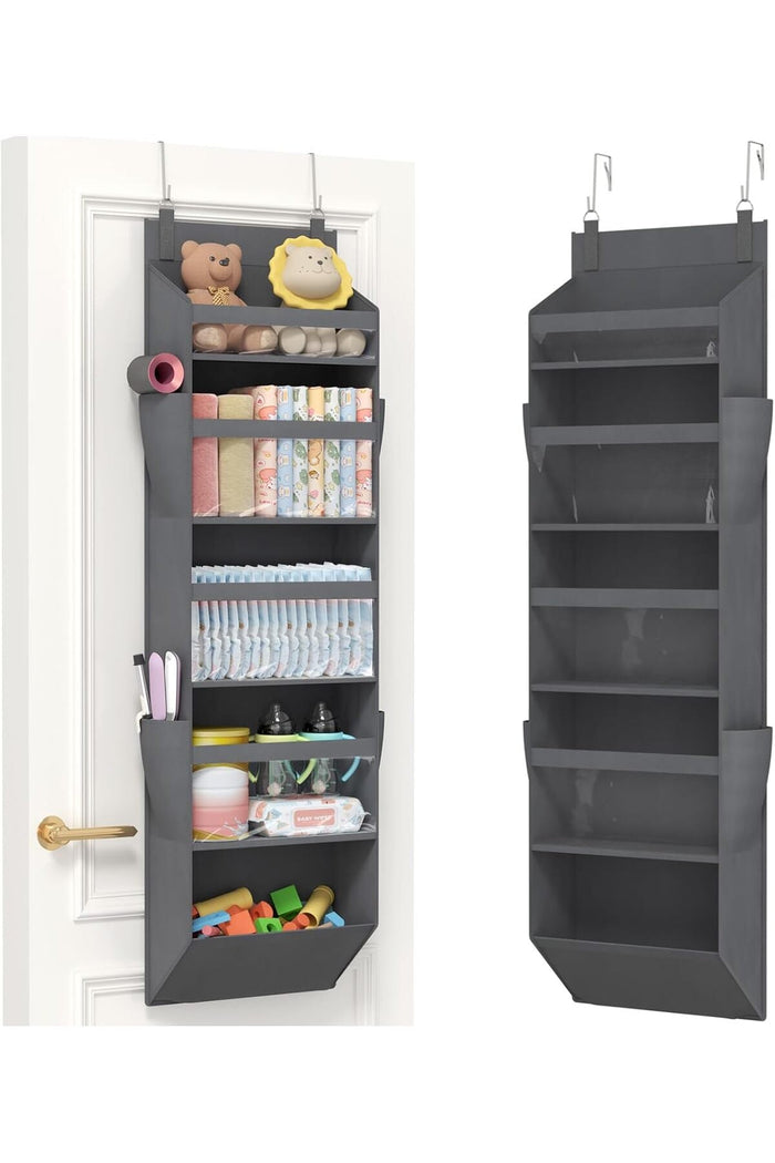 Over the Door Storage, Clear Hanging Organiser with 4 Mesh Side Pockets, Anti Tilt 40 lbs Lo