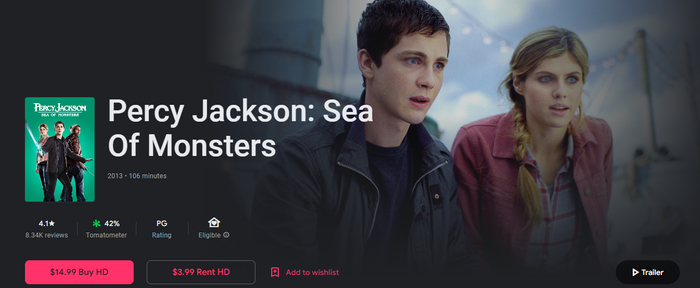 Percy Jackson: Sea of Monsters HD Digital Code (2013) (Redeems in Movies Anywhere; HDX Vudu & HD iTunes & HD Google TV Transfer From Movies Anywhere)