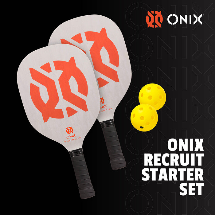 Onix Recruit Pickleball Starter Set Includes 2 Paddles and 2 Pickleballs For All Ages and Skill Levels to Learn to Play_1 pickleball sets