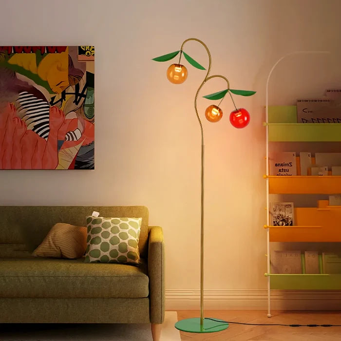 Playful Fruit Bloom Artistic Glass Floor Lamp