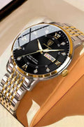 POEDAGAR Man Watch Stainless Stain Business Quartz Watches Waterproof Luminous Week Date Men's Wristwach - 42mm