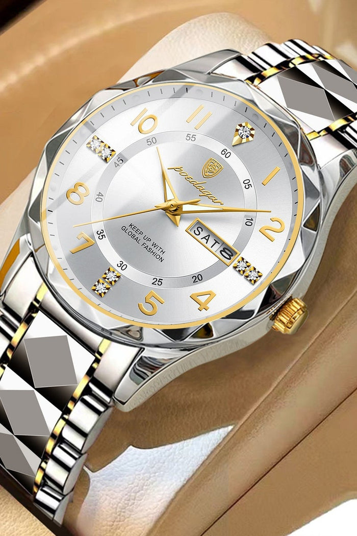POEDAGAR Man Watch, Watches for Men , Luxury Men Quartz Watch Waterproof Date Week Luminous Wristwatch Stainless Steel Men's Watches 41mm