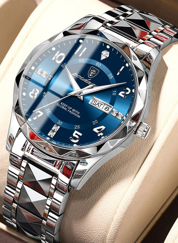 POEDAGAR Man Watch, Watches for Men , Luxury Men Quartz Watch Waterproof Date Week Luminous Wristwatch Stainless Steel Men's Watches 41mm