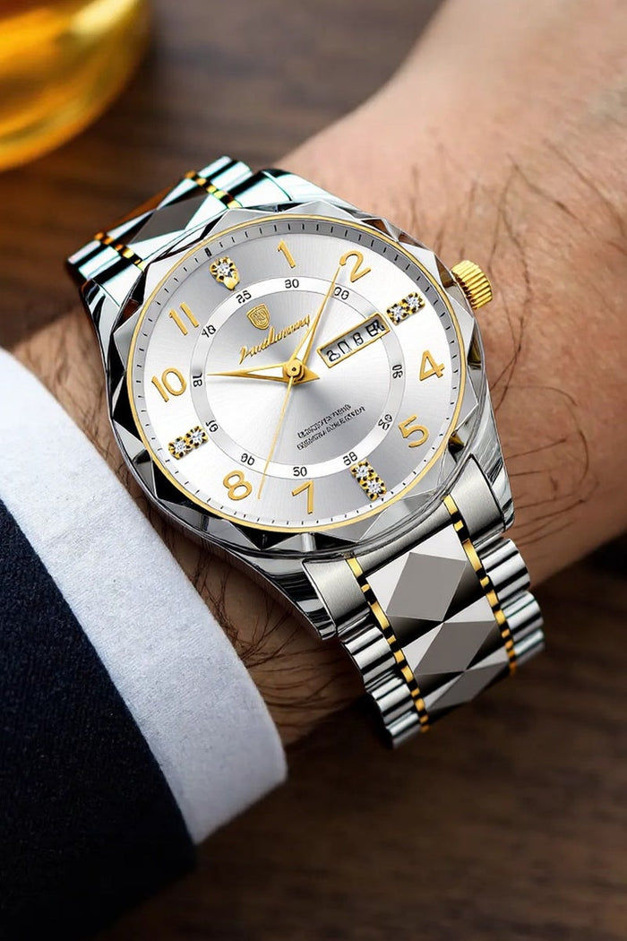 POEDAGAR Man Watch, Watches for Men , Luxury Men Quartz Watch Waterproof Date Week Luminous Wristwatch Stainless Steel Men's Watches 41mm