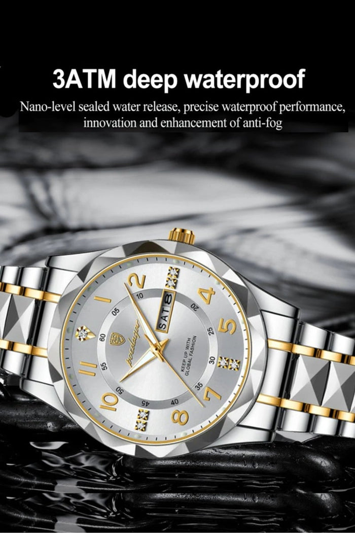 POEDAGAR Man Watch, Watches for Men , Luxury Men Quartz Watch Waterproof Date Week Luminous Wristwatch Stainless Steel Men's Watches 41mm