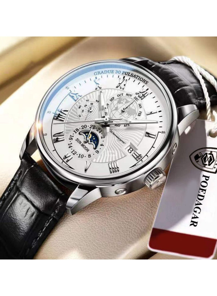 POEDAGAR Man Watch, Watches for Men , Waterproof Luminous Classic Leather Watch For Man 40mm