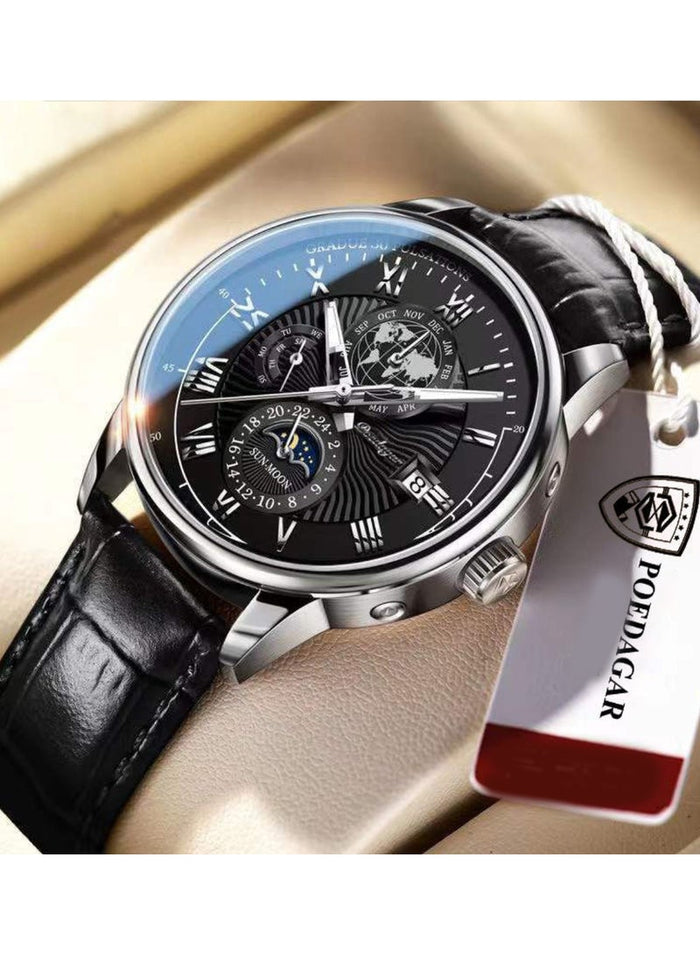 POEDAGAR Man Watch, Watches for Men , Waterproof Luminous Classic Leather Watch For Man 40mm