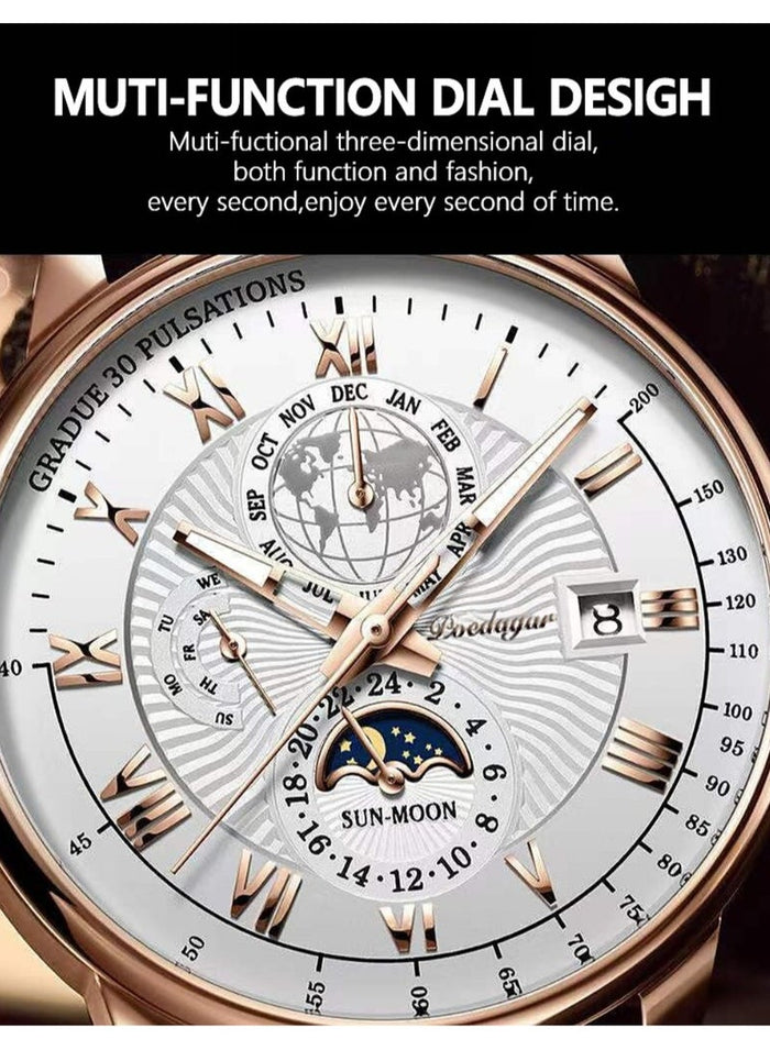 POEDAGAR Man Watch, Watches for Men , Waterproof Luminous Classic Leather Watch For Man 40mm