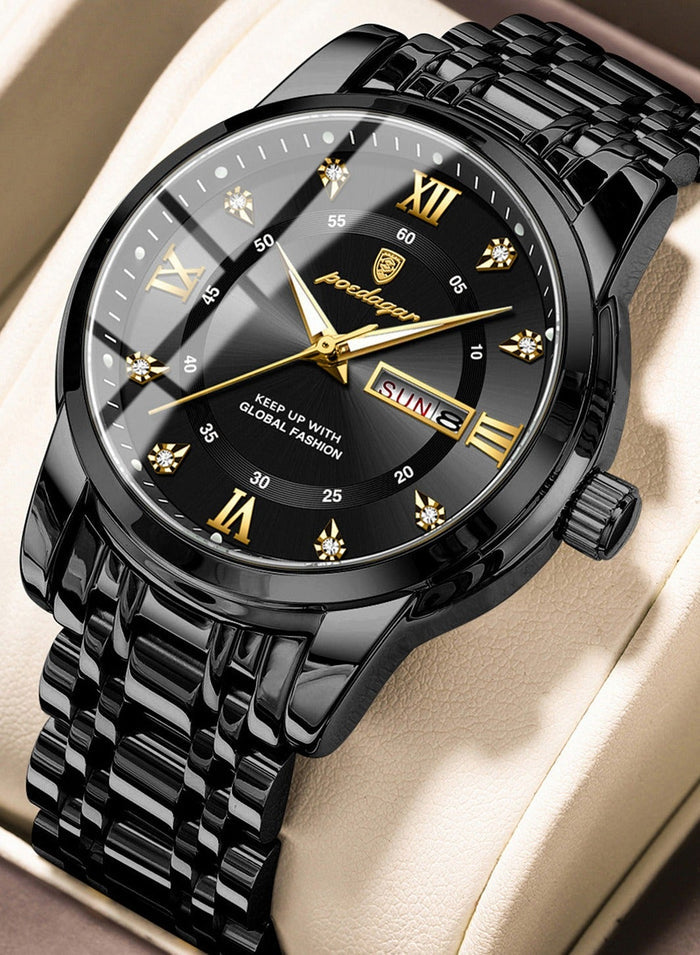 POEDAGAR Man Watch, Waterproof Luminous Men's Watch Quartz - 41mm