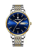 POEDAGAR Men's Analog Quartz Stainless Steel Band Wristwatch 42mm