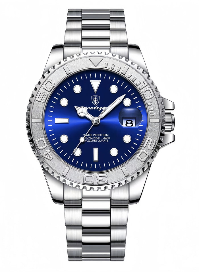 POEDAGAR Men's Classic Waterproof Watch with Luminous Display, Date Function & Mineral Glass - Elegant Quartz Wristwatch