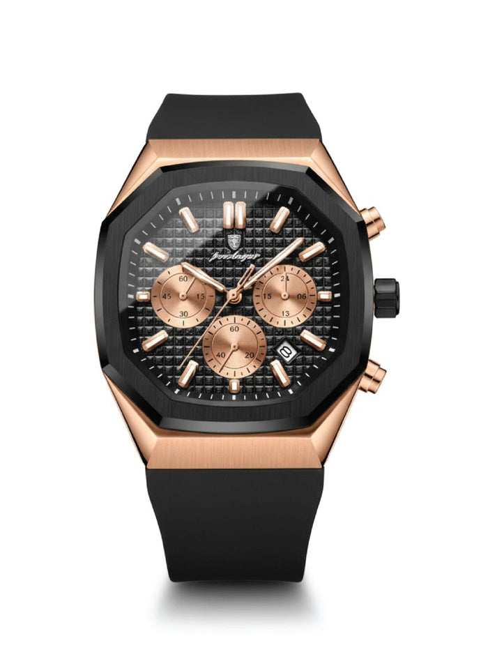 POEDAGAR Men's Quartz Chronograph Watch - Waterproof, Luminous, Silicone Strap - 893