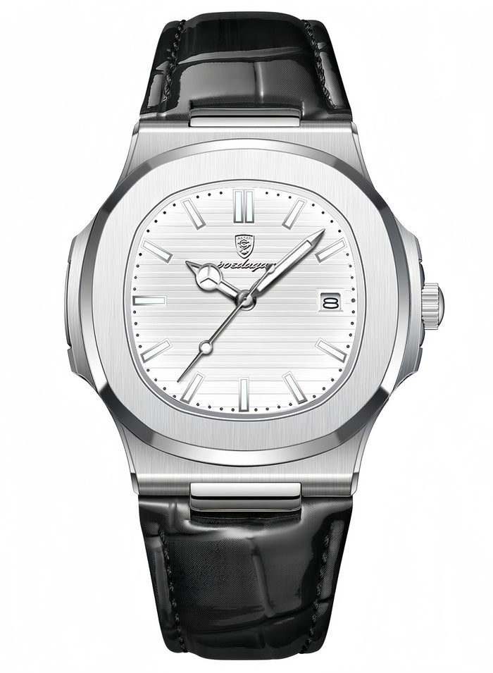POEDAGAR Ultra Thin Waterproof Men's Watch with Calendar, Mineral Glass, and Unique Octagonal Case Design