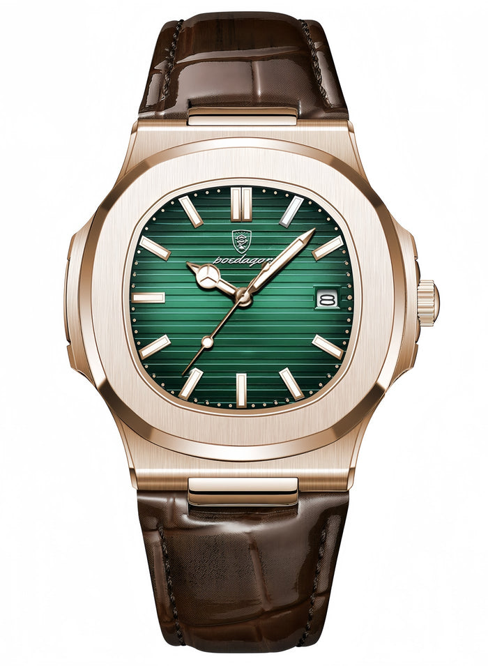 POEDAGAR Ultra Thin Waterproof Men's Watch with Calendar, Mineral Glass, and Unique Octagonal Case Design