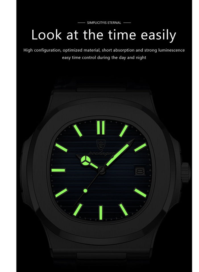 POEDAGAR Ultra Thin Waterproof Men's Watch with Calendar, Mineral Glass, and Unique Octagonal Case Design