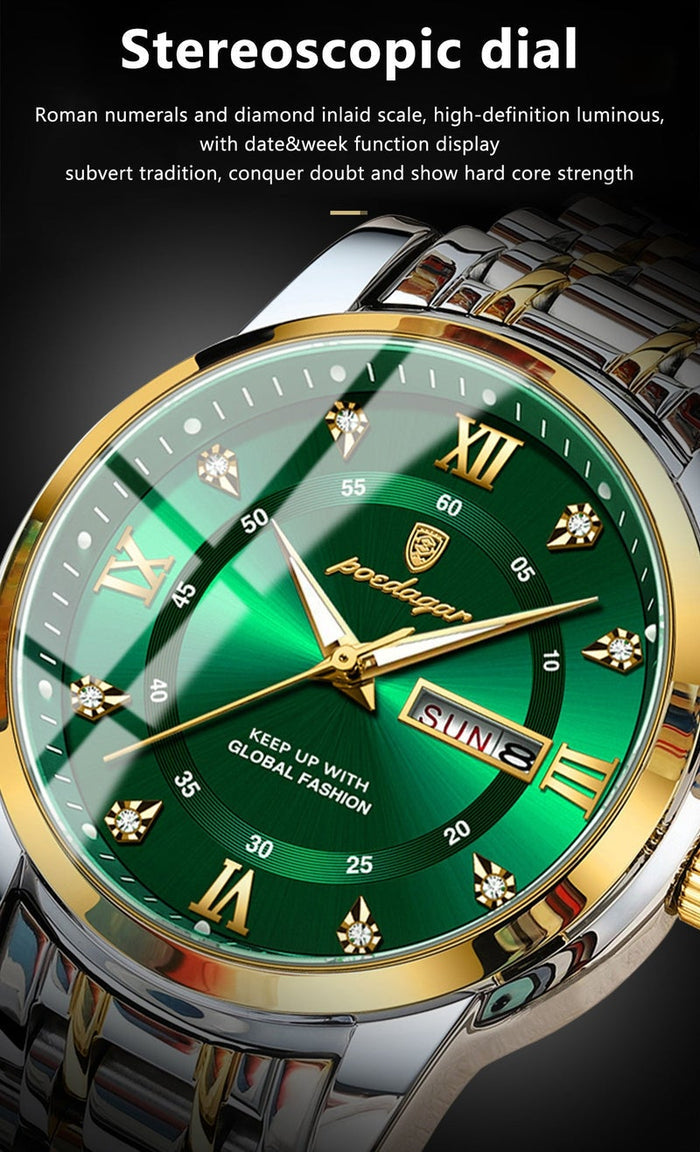 POEDAGAR Watches for Men , Waterproof Luminous Men's Watch Quartz - Case 41mm