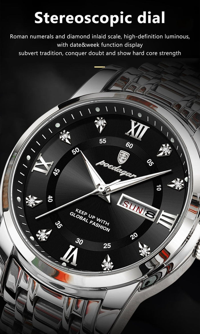 POEDAGAR Watches for Men , Waterproof Luminous Men's Watch Quartz - Case 41mm