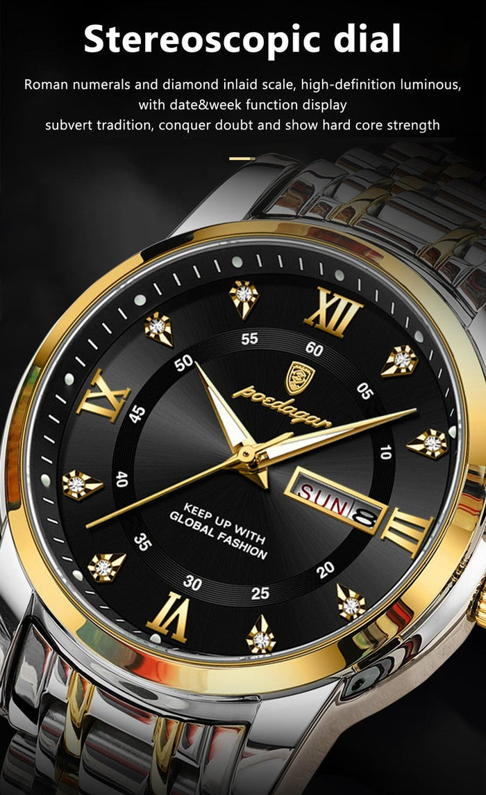 POEDAGAR Watches for Men , Waterproof Luminous Men's Watch Quartz - Case 41mm