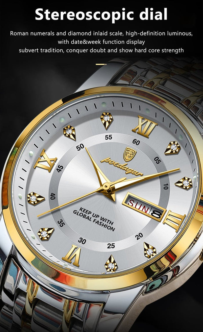 POEDAGAR Watches for Men , Waterproof Luminous Men's Watch Quartz - Case 41mm