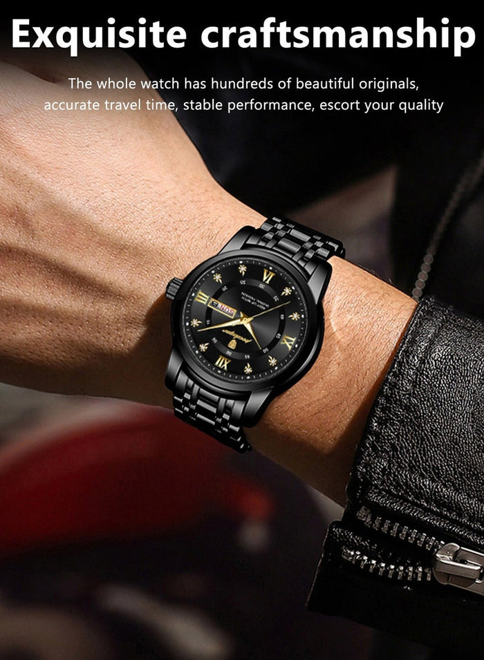 POEDAGAR Waterproof Luminous Men's Watch Quartz - Case 41mm