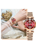 POEDAGAR Women Watches Rose Gold for Lady Elegant Stainless Steel Strap Fashion Analog Creative Diamond Dial Wrist Watch