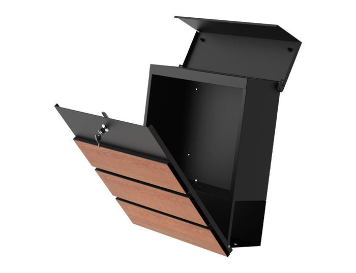 Practo Garden Brievenbus Cannes Mat Zwart met houtlook - Doika - Brievenbus - Practo Garden - B431NW