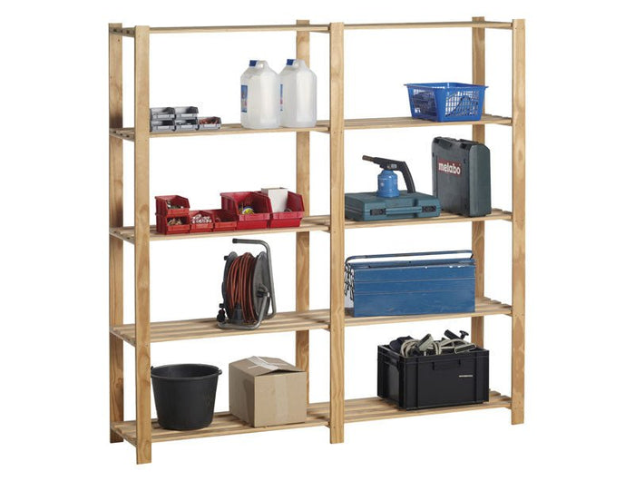 Practo Houten opbergrek 175x175x40 cm – 5 legborden - Doika - Opbergrekken - Practo Home -  - H229