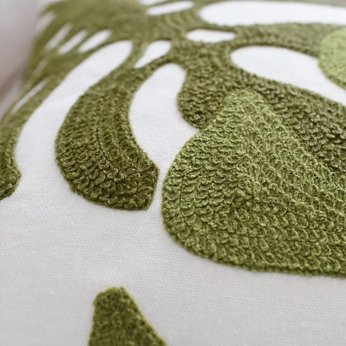 PRE ORDER Two Toned Monstera Embroidered Pillow Cover