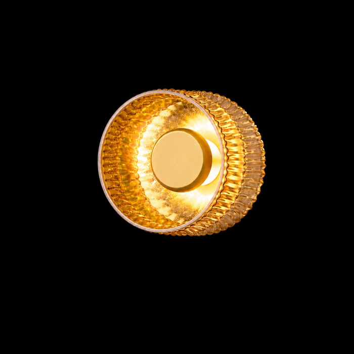 PrismAura Amber Drum Glass Wall Light